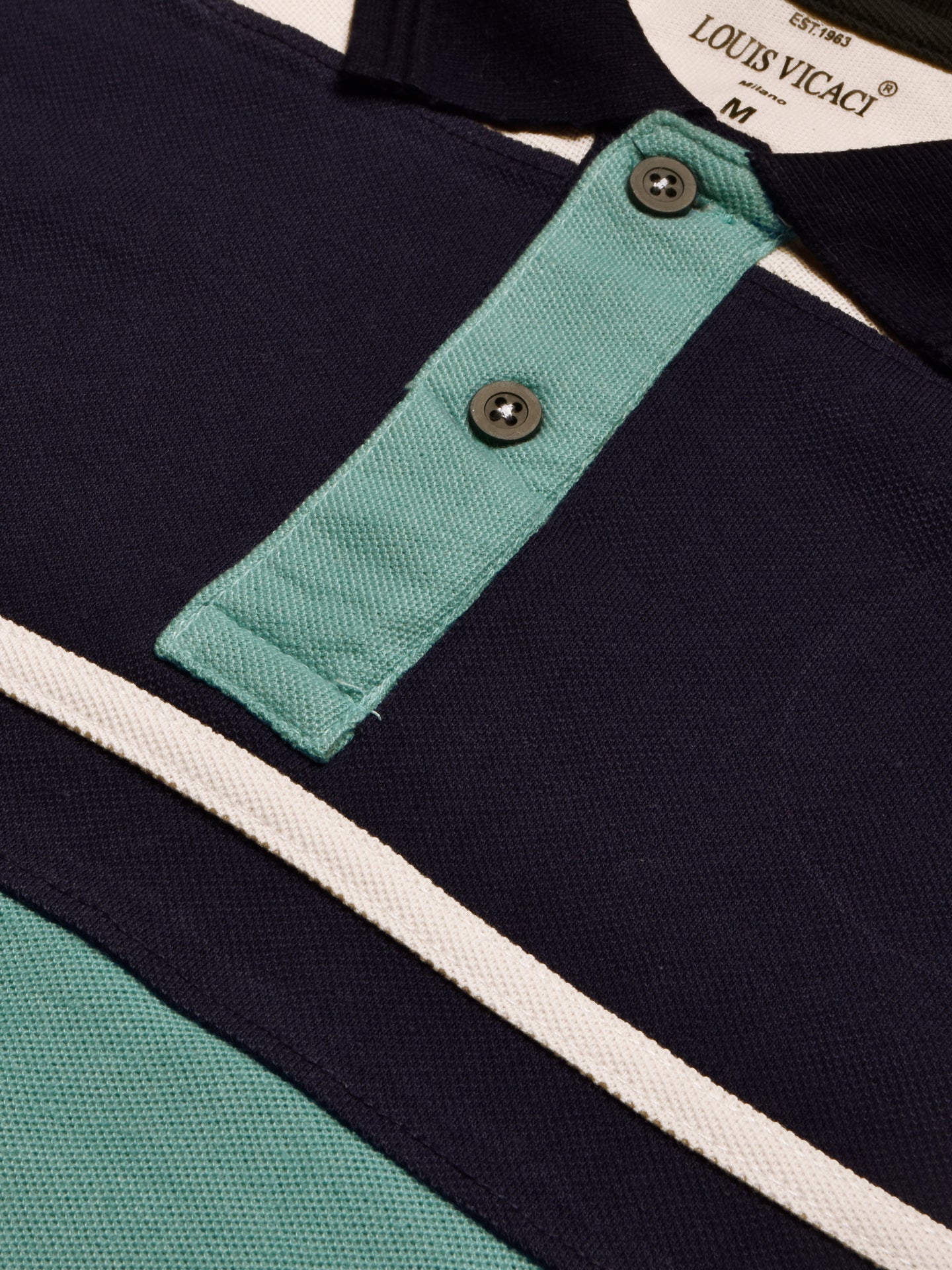 LV Summer Polo Shirt For Men-Aqua Green with Off White & Navy-SP1576/RT2377