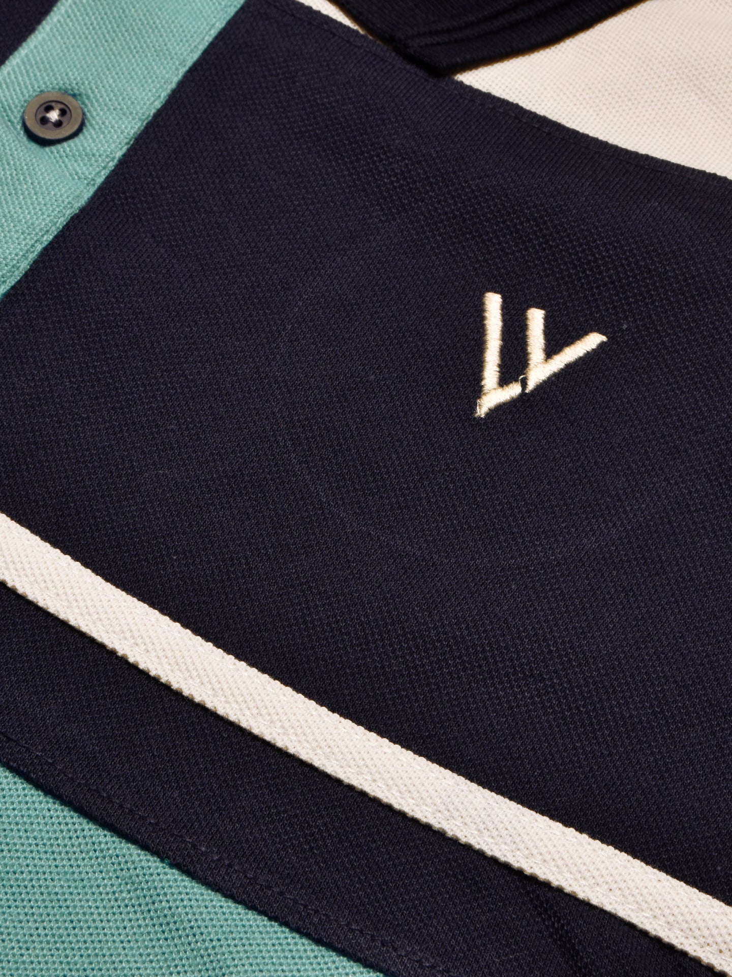 LV Summer Polo Shirt For Men-Aqua Green with Off White & Navy-SP1576/RT2377