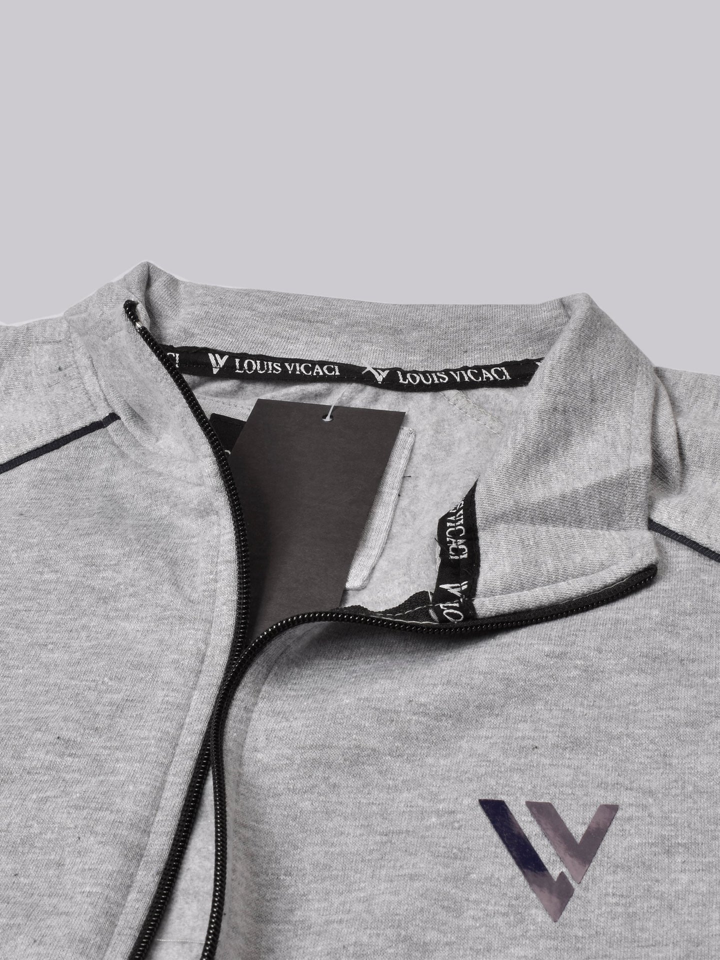 Louis Vicaci Fleece Zipper Tracksuit For Men-Grey Melange-RT1351