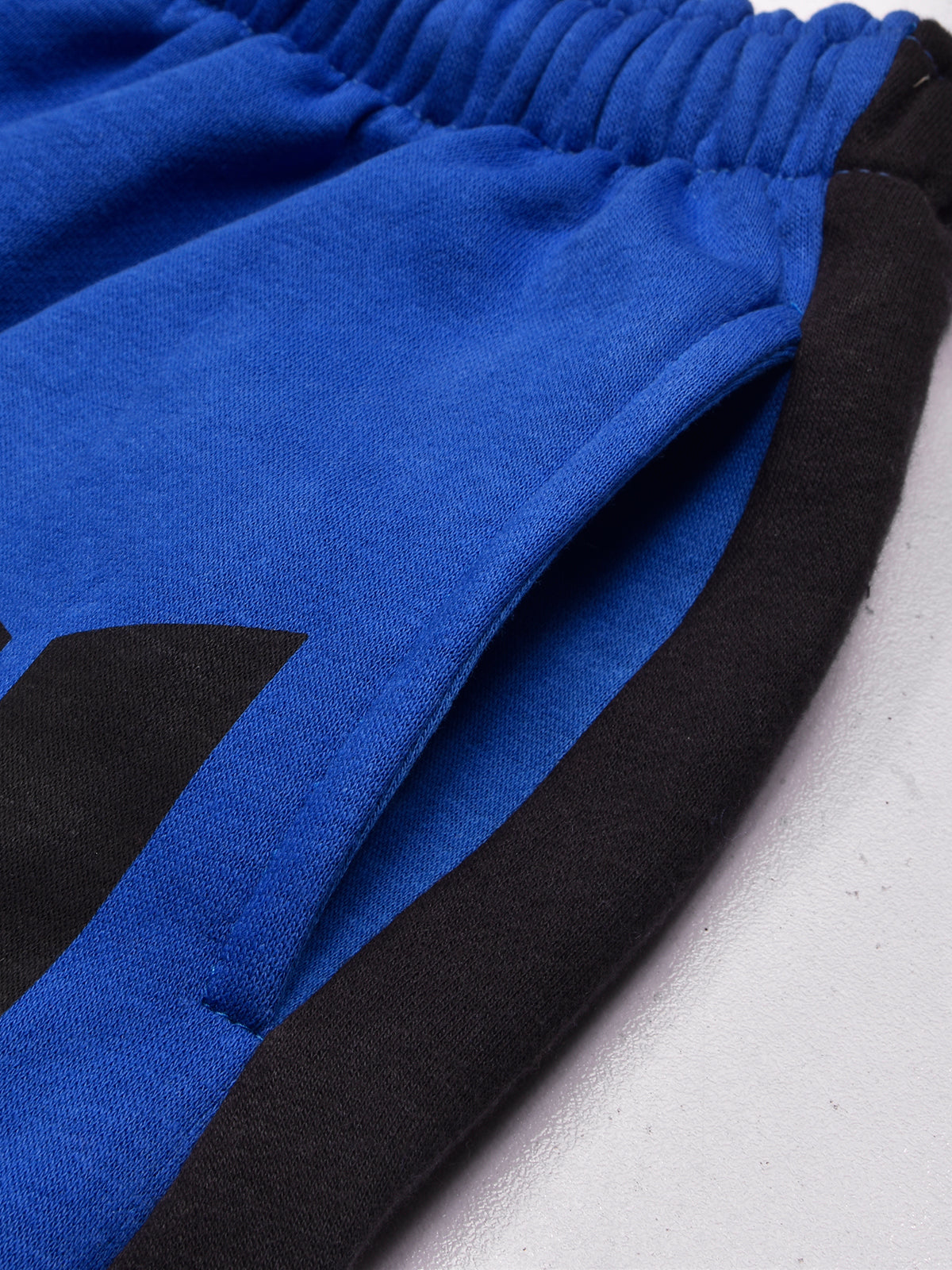 BTS Fleece Tracksuit For Kids-Dark Blue with Black-BR878