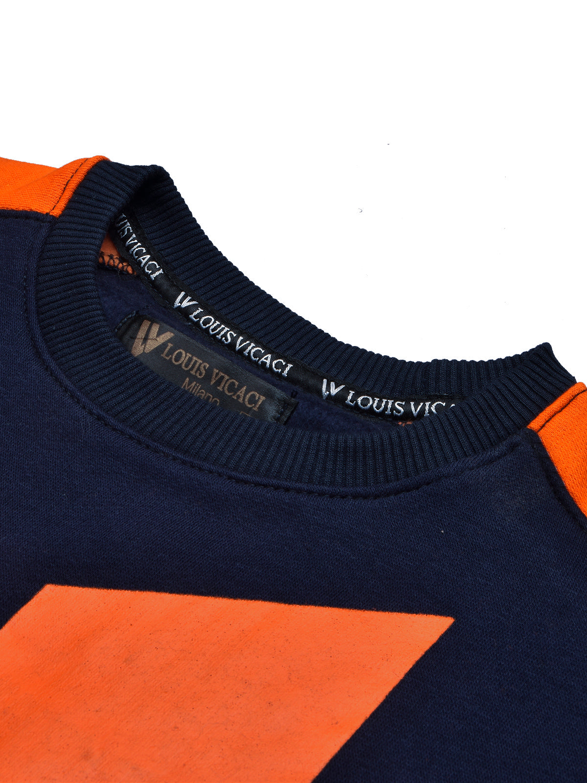 BTS Fleece Tracksuit For Kids-Dark Navy & Orange Panels-BE189/BR989