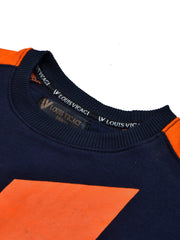 BTS Fleece Tracksuit For Kids-Dark Navy & Orange Panels-BE189/BR989