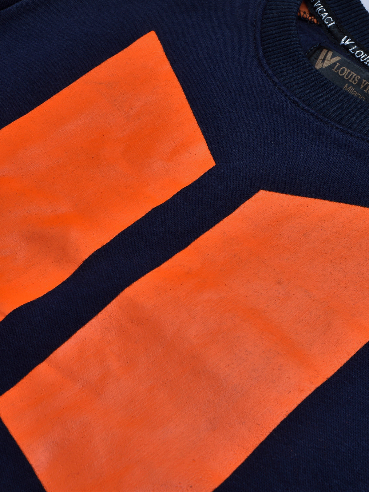 BTS Fleece Tracksuit For Kids-Dark Navy & Orange Panels-BE189/BR989