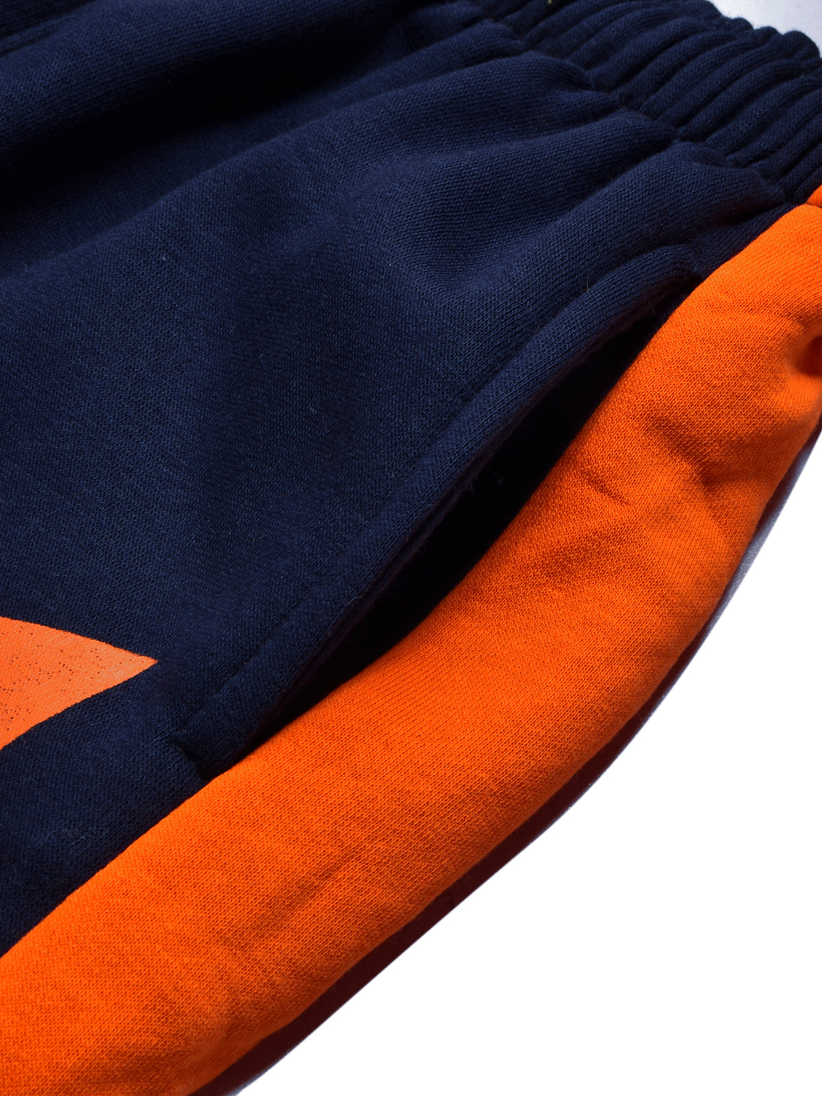 BTS Fleece Tracksuit For Kids-Dark Navy & Orange Panels-BE189/BR989