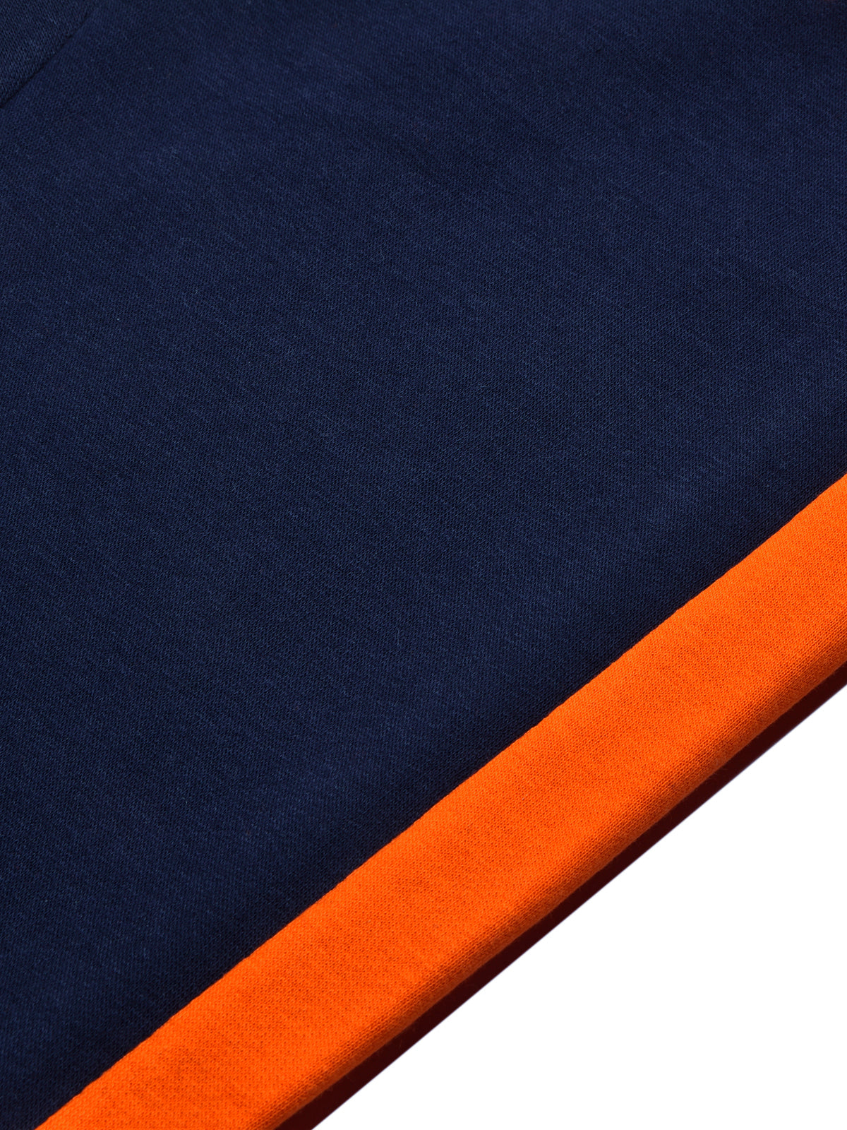 BTS Fleece Tracksuit For Kids-Dark Navy & Orange Panels-BE189/BR989