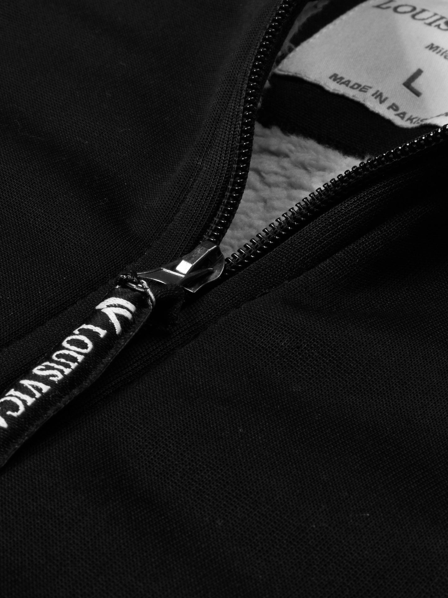 Louis Vicaci Zipper Fur Bomber Jacket For Men-Black-RT1238