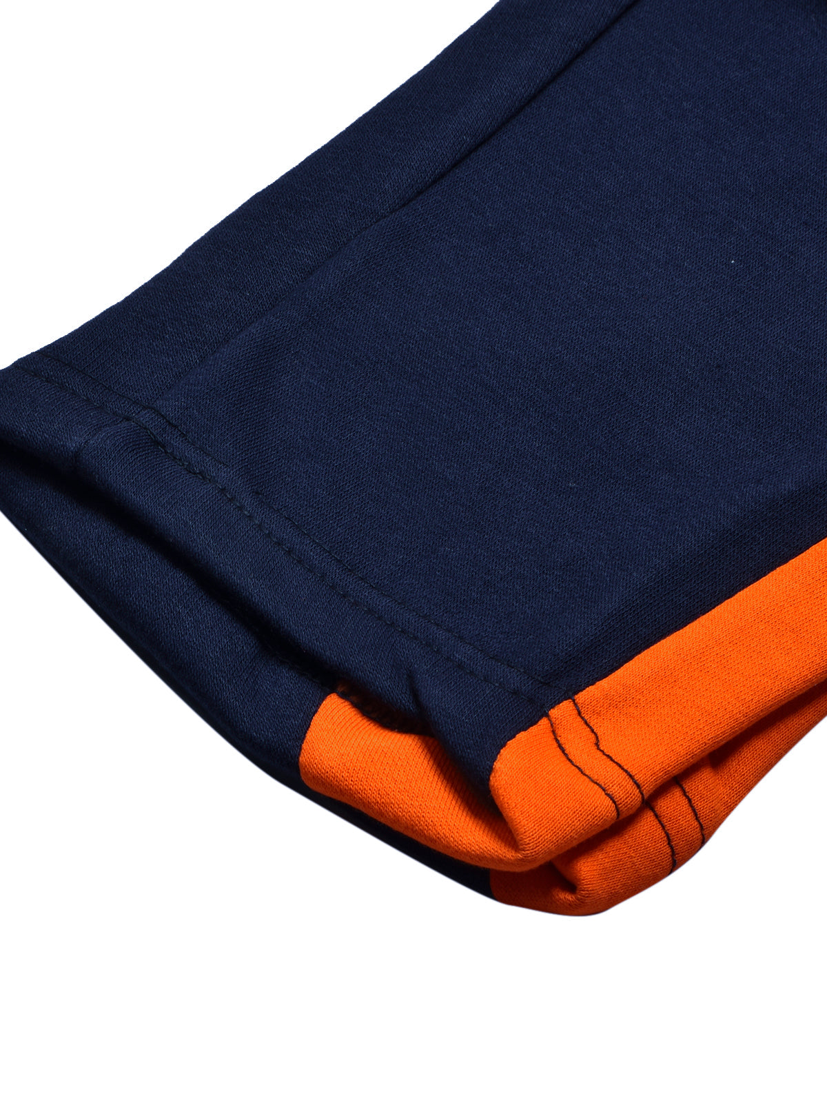 BTS Fleece Tracksuit For Kids-Dark Navy & Orange Panels-BE189/BR989