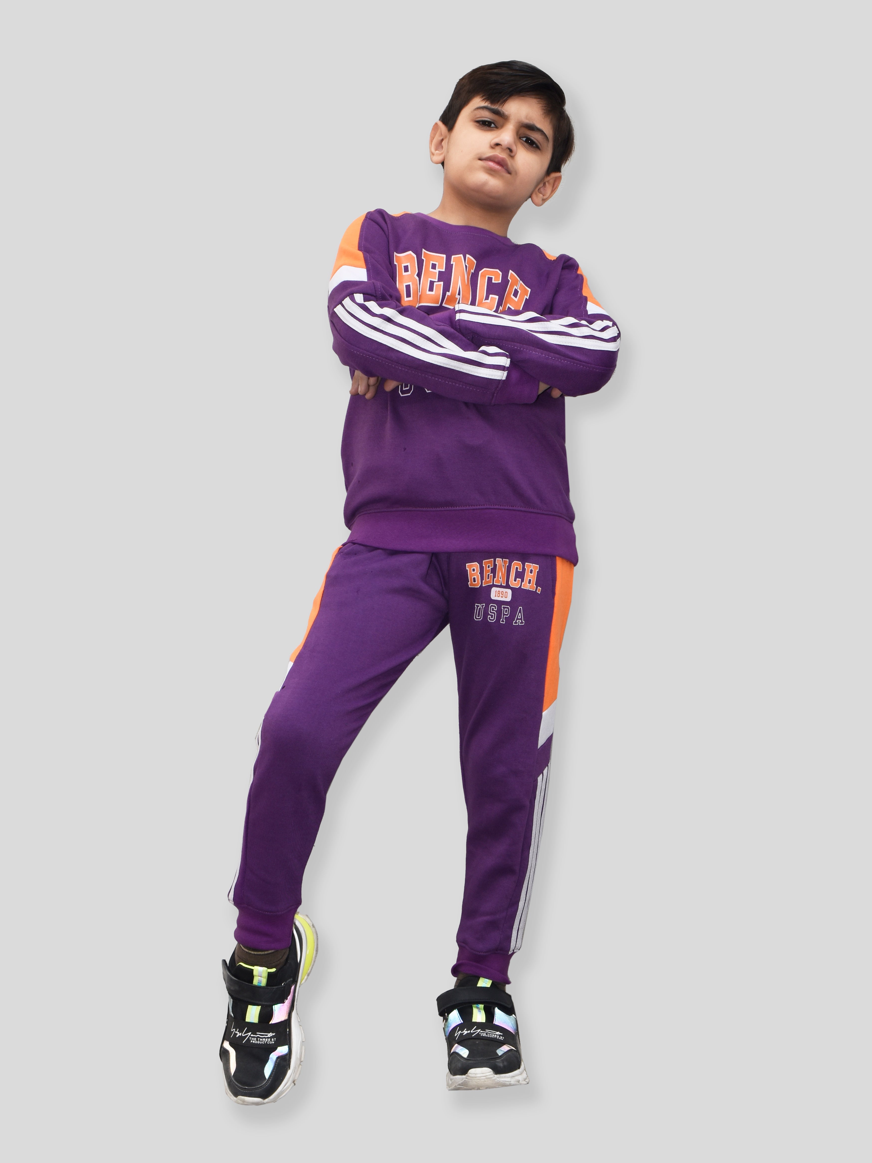U.S Polo Assn Fleece Tracksuit For Kids-Purple-BR917