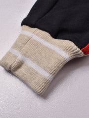 Red Pearl Terry Fleece Slim Fit Jogger Trouser For Kids-Navy & Off White With Assorted Stripes-Rt2167