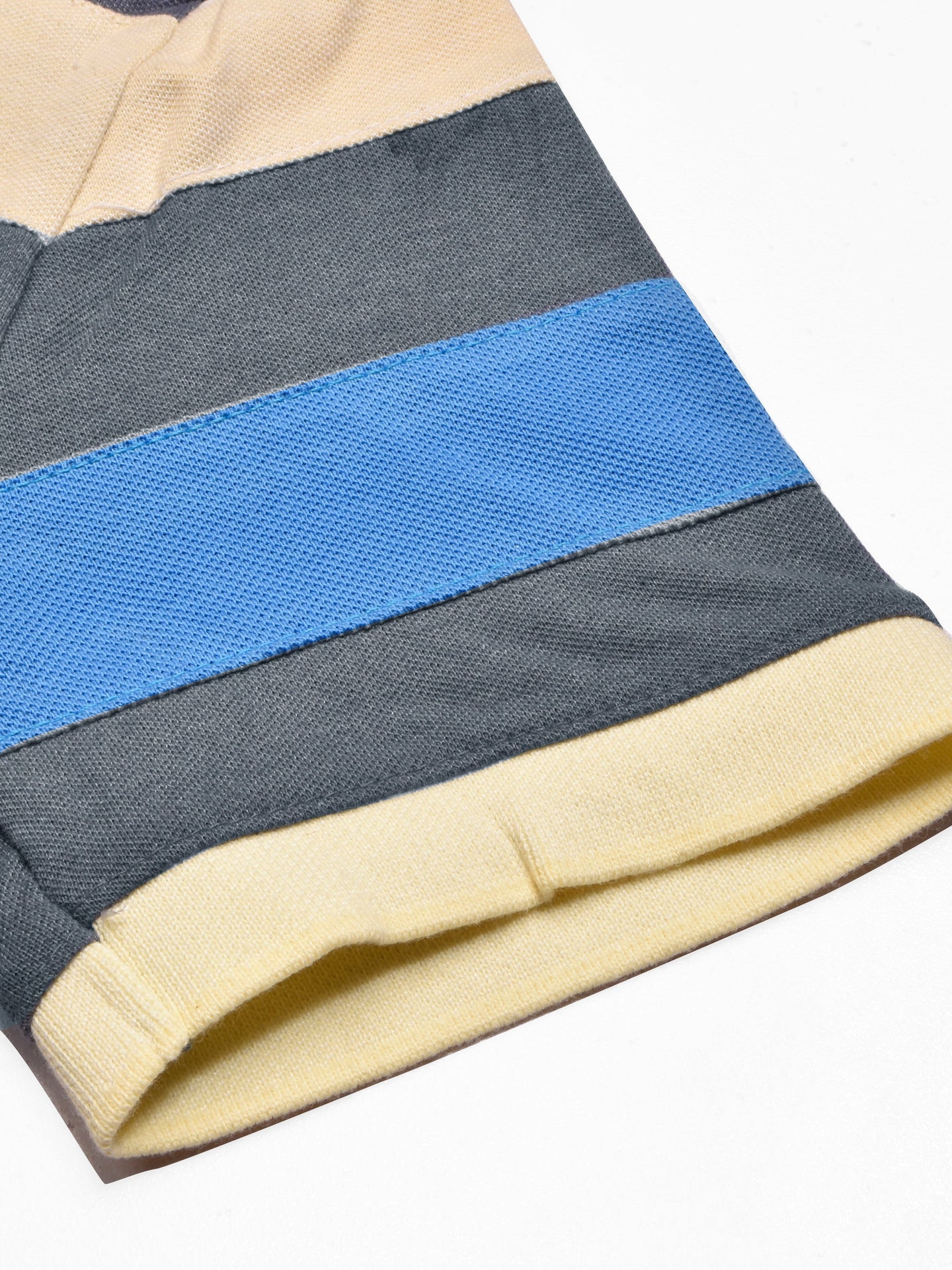 NXT Summer Polo Shirt For Men-Slate Blue Melange with Yellow & Blue Stripe-SP1446/RT2333