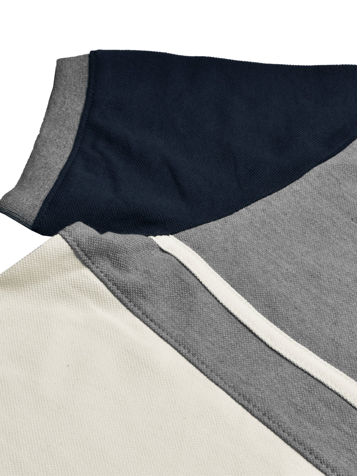 LV Summer Polo Shirt For Men-Off White with Grey & Navy-SP1587/RT2382