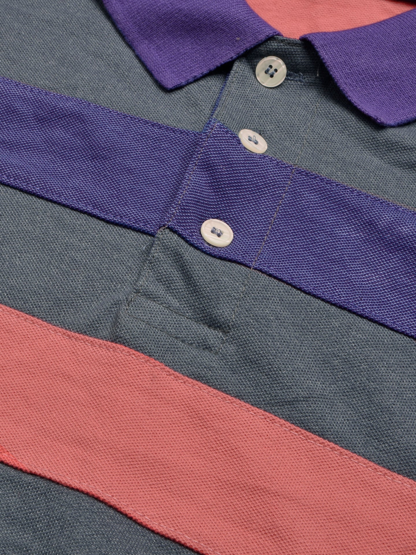 NXT Summer Polo Shirt For Men-Slate Blue Melange with Purple & Pink Stripe-SP1448/RT2336