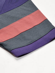 NXT Summer Polo Shirt For Men-Slate Blue Melange with Purple & Pink Stripe-SP1448/RT2336