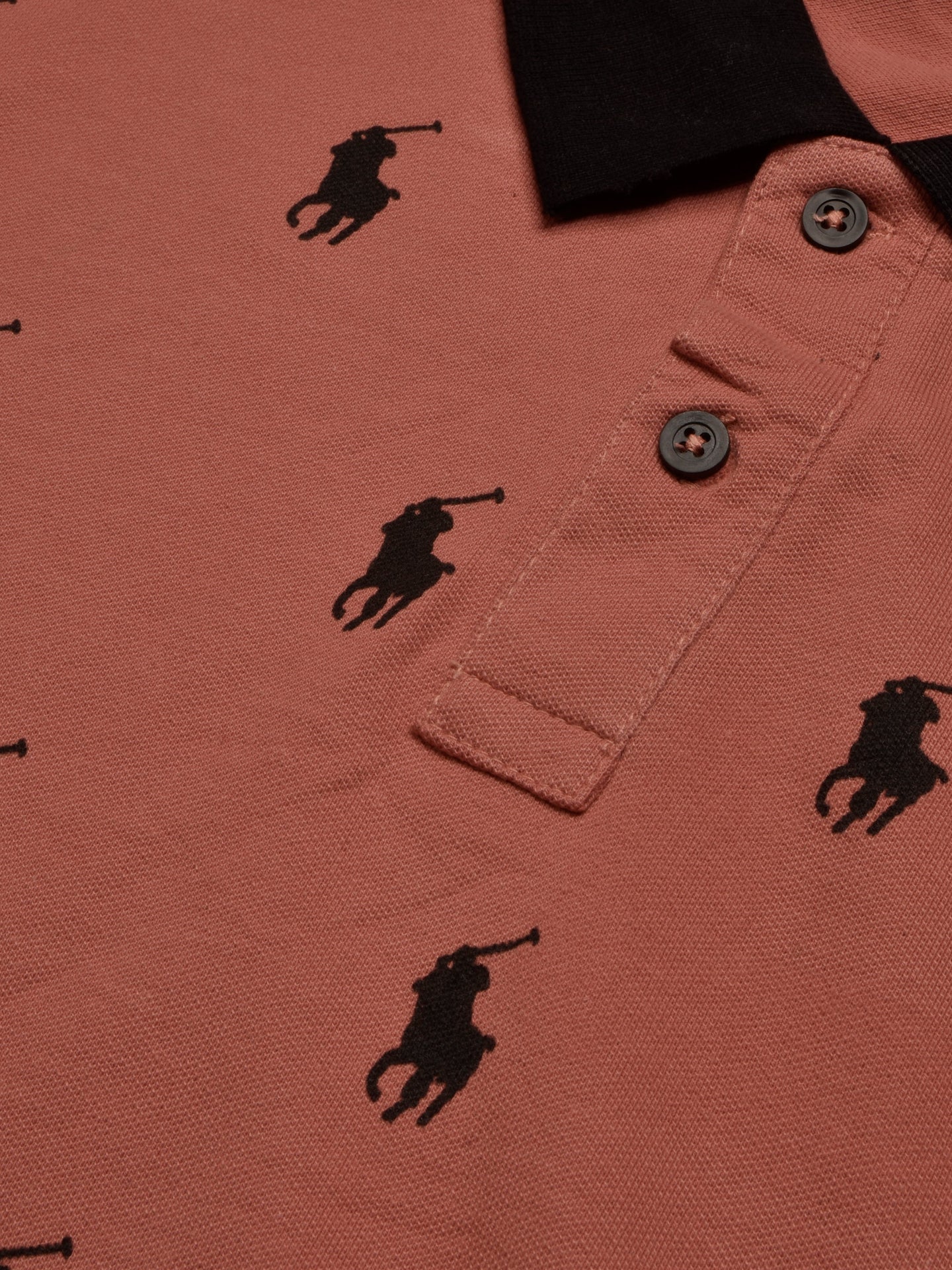 PRL Summer Polo Shirt For Men-Coral Orange with Allover Print-SP1449/RT2337