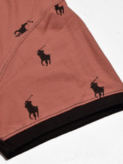 PRL Summer Polo Shirt For Men-Coral Orange with Allover Print-SP1449/RT2337