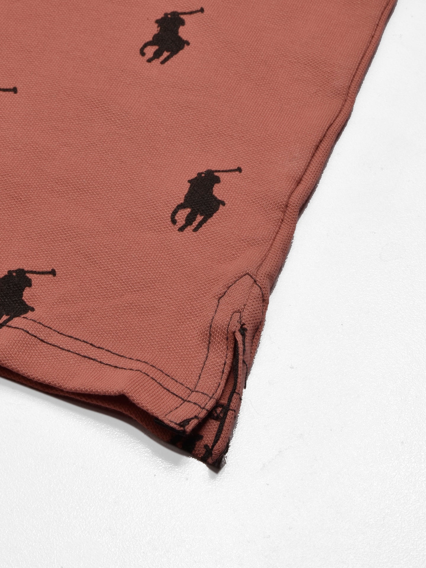 PRL Summer Polo Shirt For Men-Coral Orange with Allover Print-SP1449/RT2337