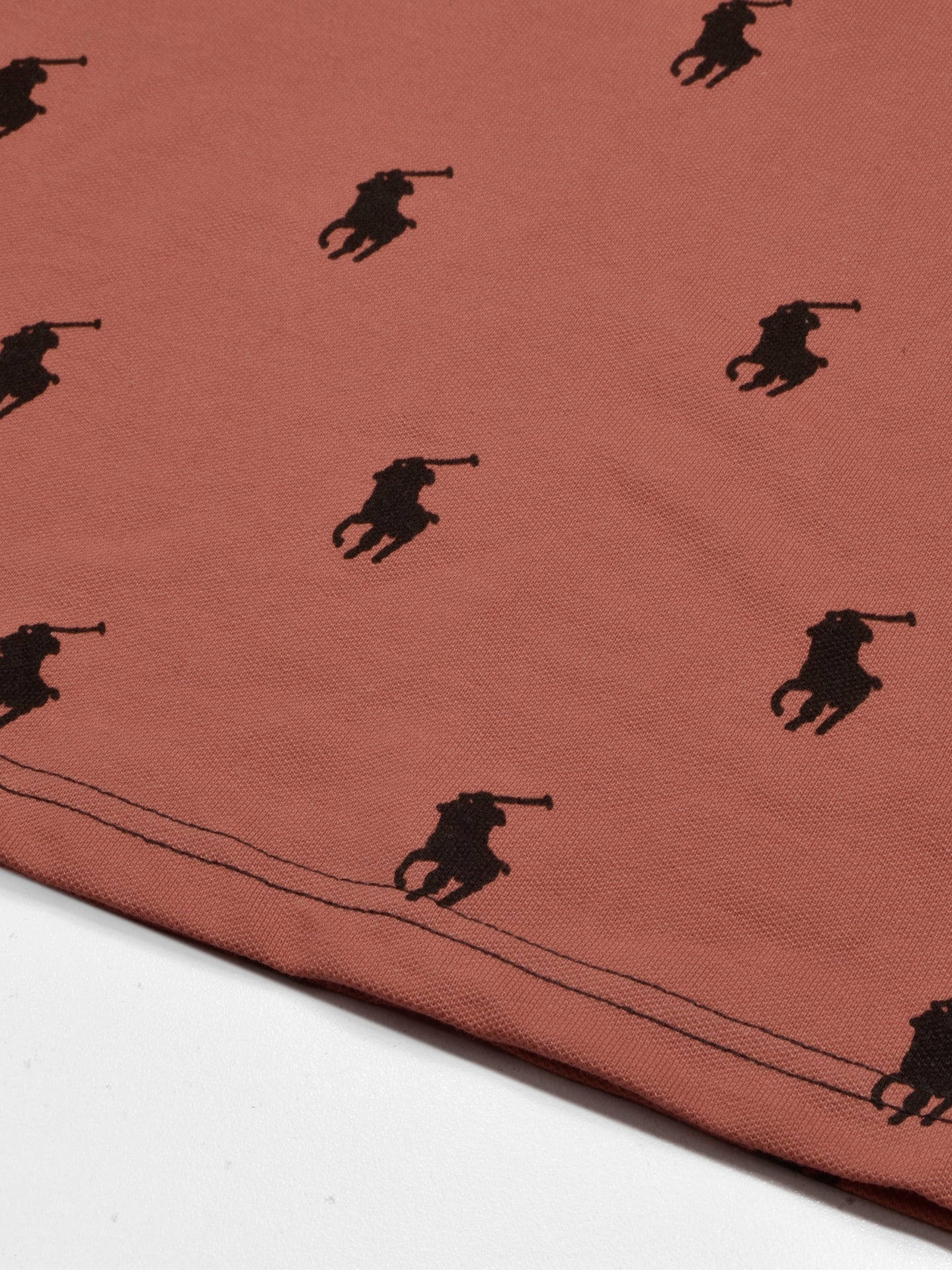 PRL Summer Polo Shirt For Men-Coral Orange with Allover Print-SP1449/RT2337