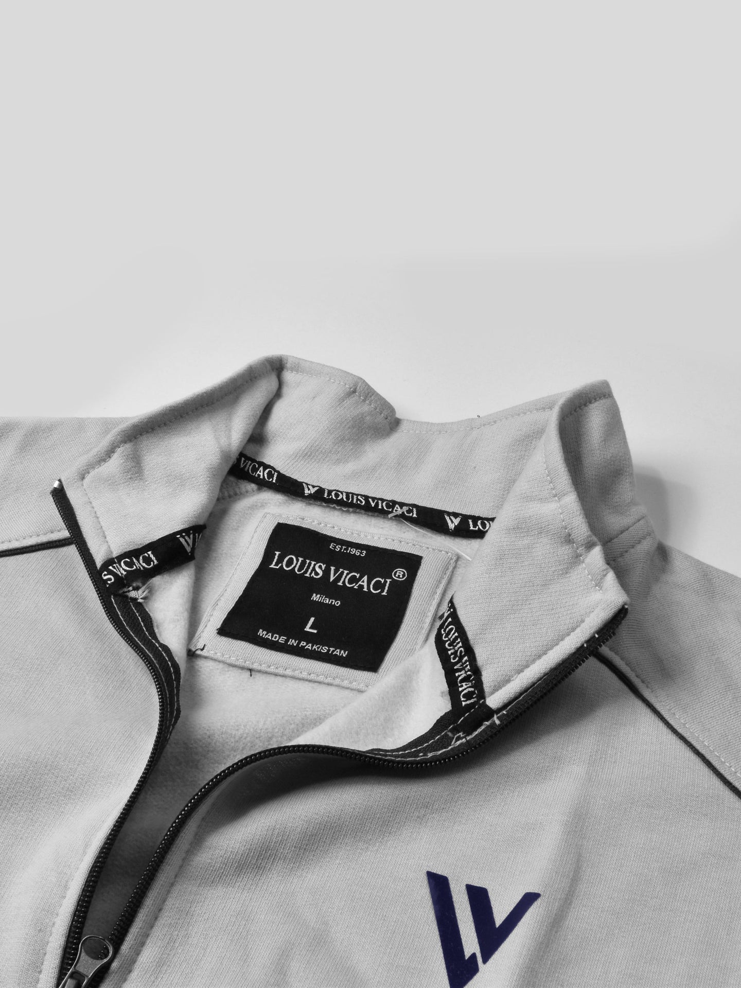 Louis Vicaci Fleece Zipper Tracksuit For Men-Light Grey-RT1378