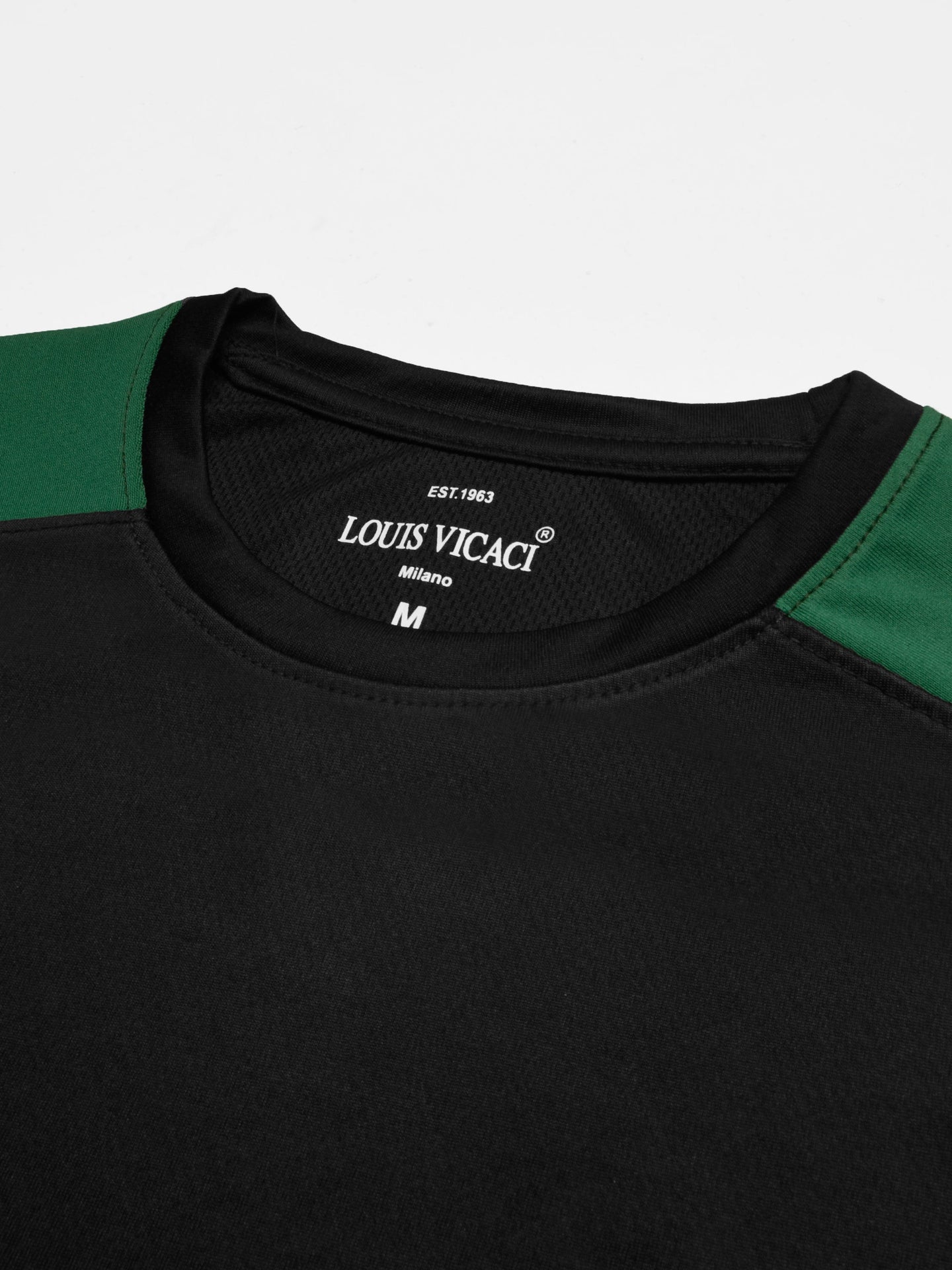 Louis Vicaci Summer Active Wear Tracksuit For Men-Black with Green Panels-SP1835/RT2453