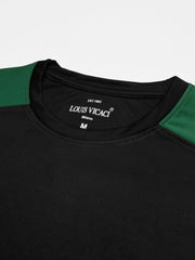 Louis Vicaci Summer Active Wear Tracksuit For Men-Black with Green Panels-SP1835/RT2453