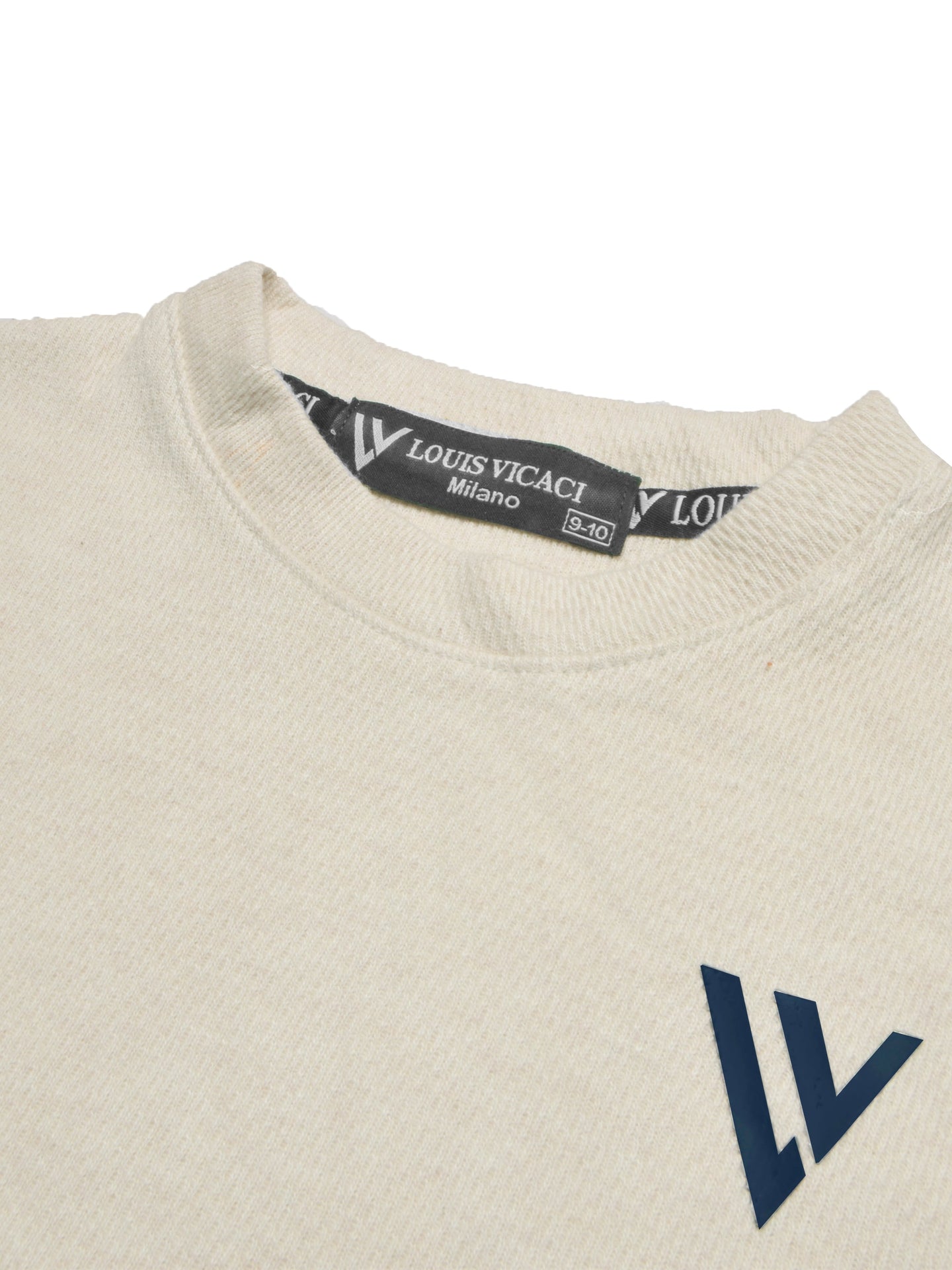 LV Crew Neck Long Sleeve Thermal Tee Shirt For Kids-Off White with Green & Light Grey-SP1717/RT2421