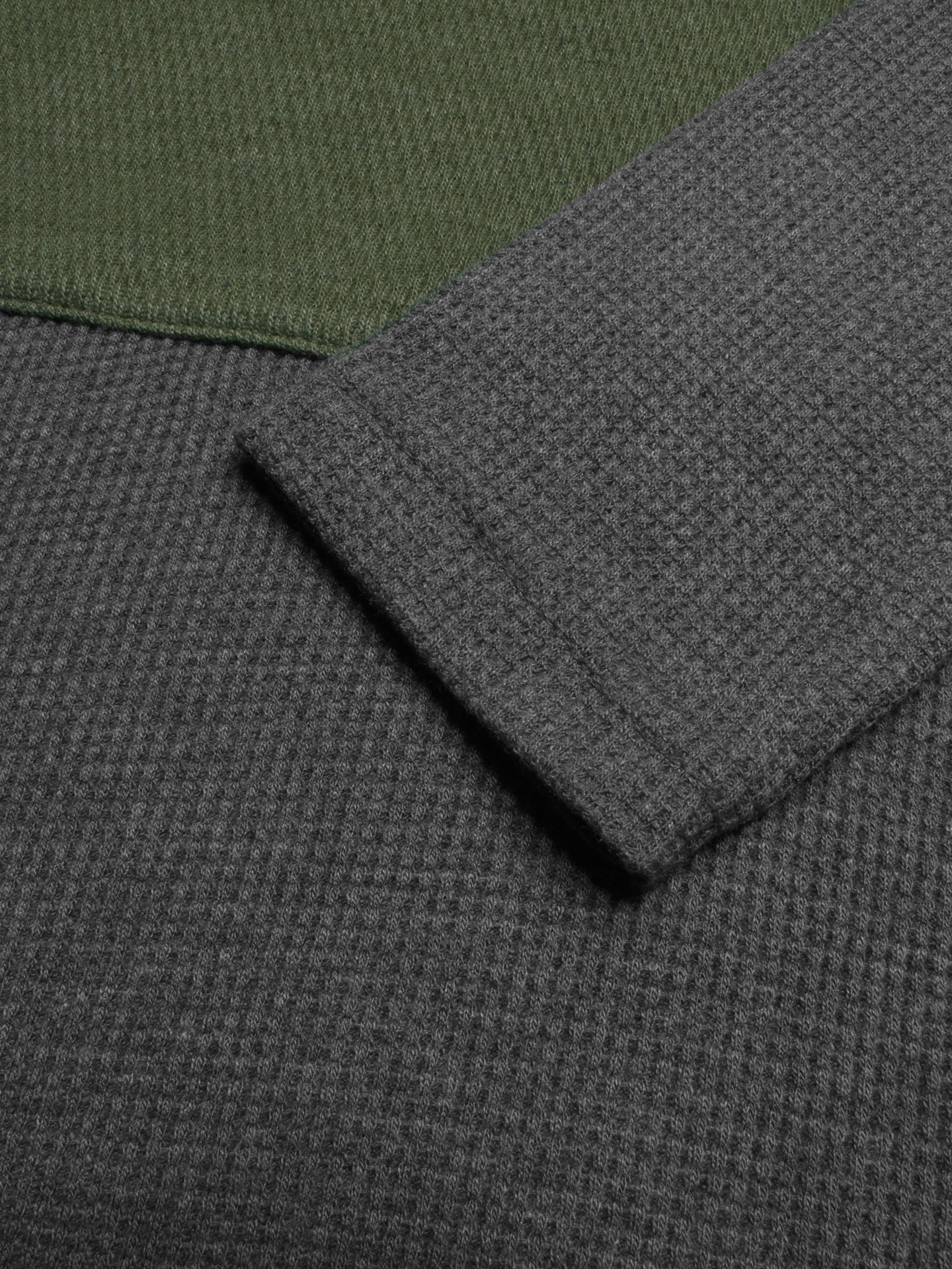 LV Crew Neck Long Sleeve Thermal Tee Shirt For Kids-Off White with Green & Grey-SP1716/RT2420