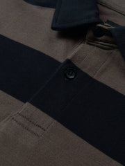 Louis Vicaci Long Sleeve Polo Shirt For Men-Brown with Black Stripe-BR897