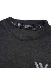 LV Crew Neck Long Sleeve Thermal Tee Shirt For Kids-Black with Orange & Grey-SP1718/RT2422
