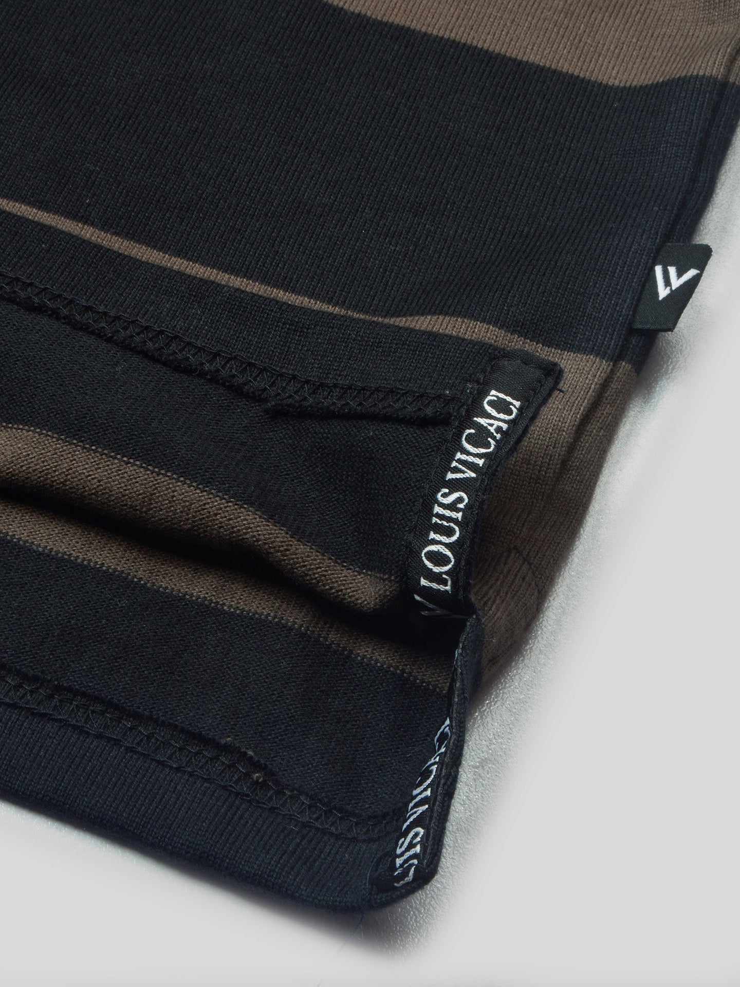 Louis Vicaci Long Sleeve Polo Shirt For Men-Brown with Black Stripe-BR897