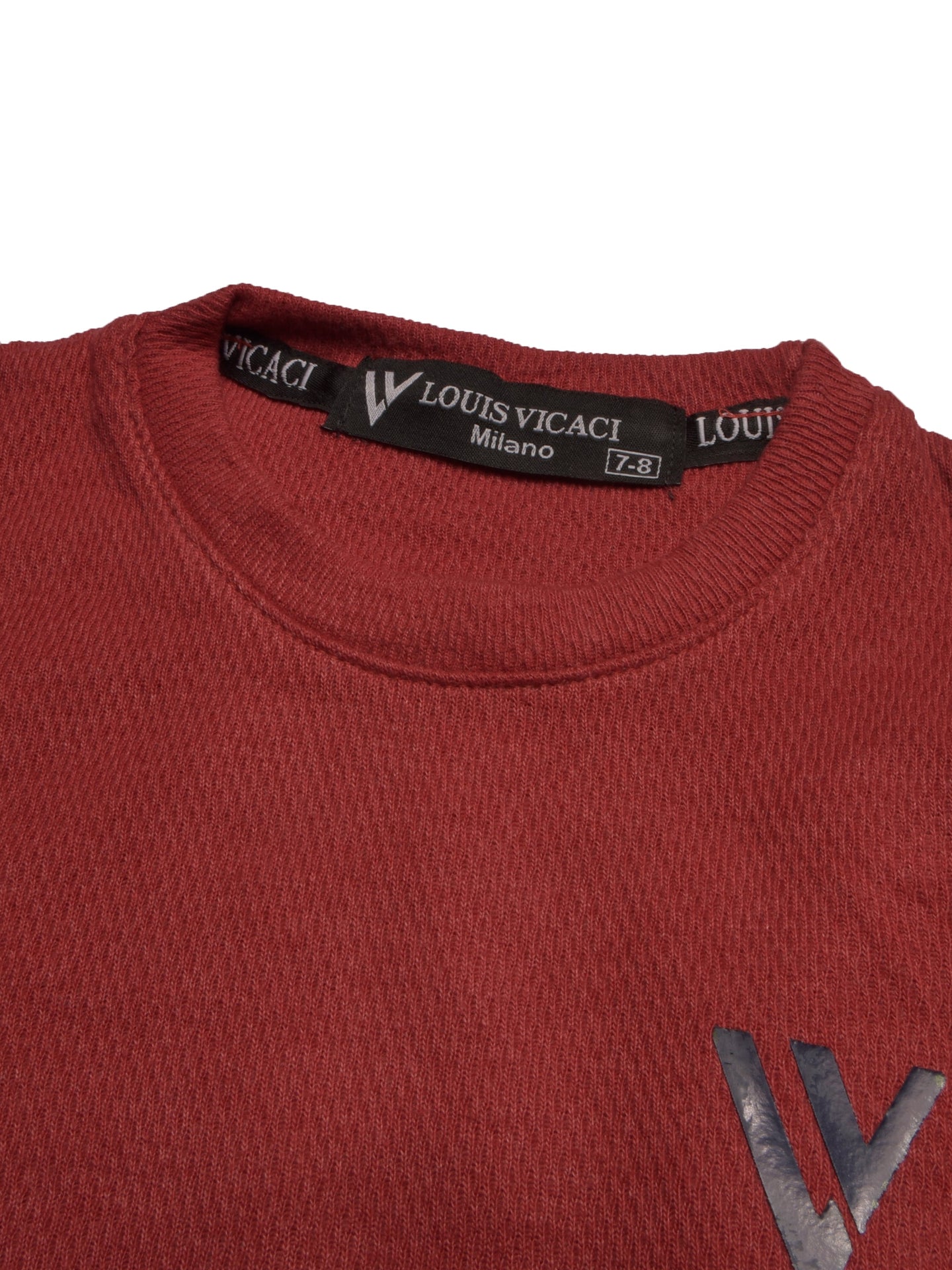 LV Crew Neck Long Sleeve Thermal Tee Shirt For Kids-Red with White & Grey-SP1719/RT2423