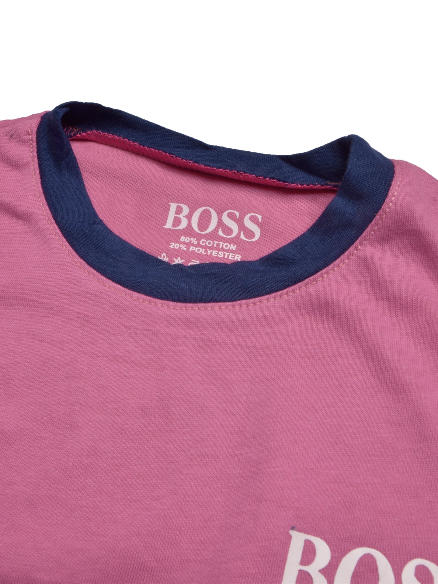 HB Crew Neck Long Sleeve Single Jersey Tee Shirt For Kids-Pink with Stripes-SP1715/RT2419