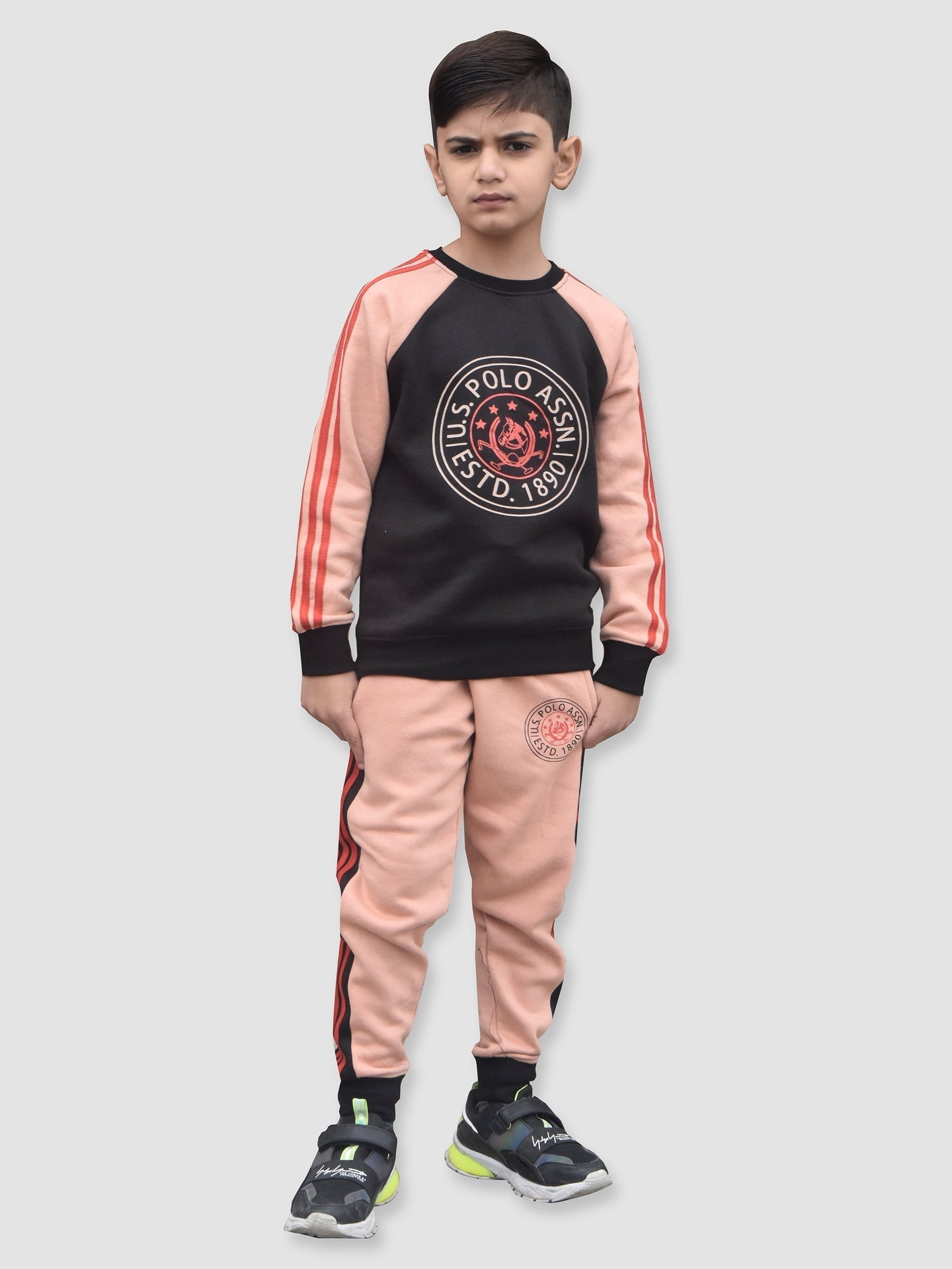 U.S Polo Assn Fleece Tracksuit For Kids-Skin-BE91/BR910