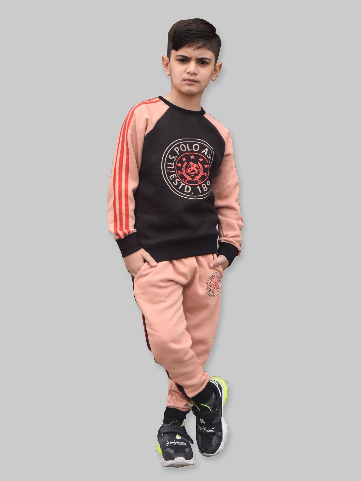 U.S Polo Assn Fleece Tracksuit For Kids-Skin-BE91/BR910