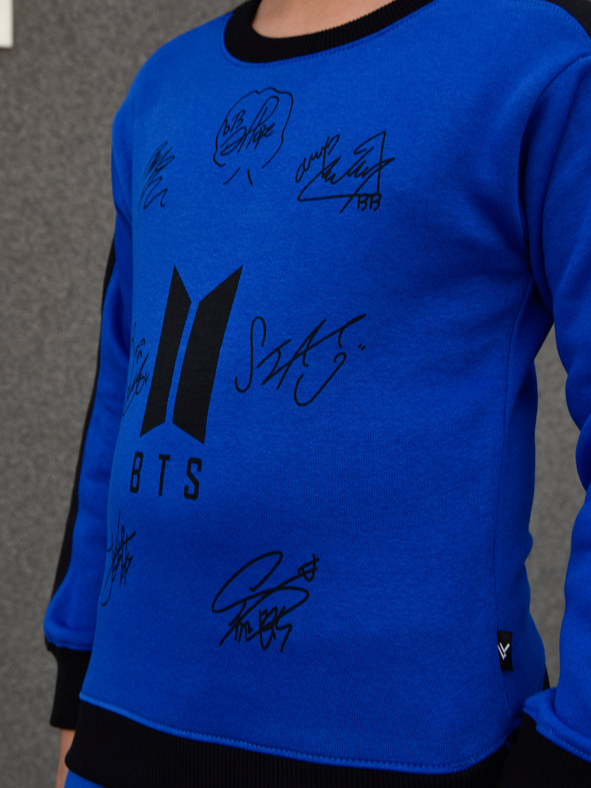 BTS Fleece Tracksuit For Kids-Dark Blue with Black-BE32/BR877