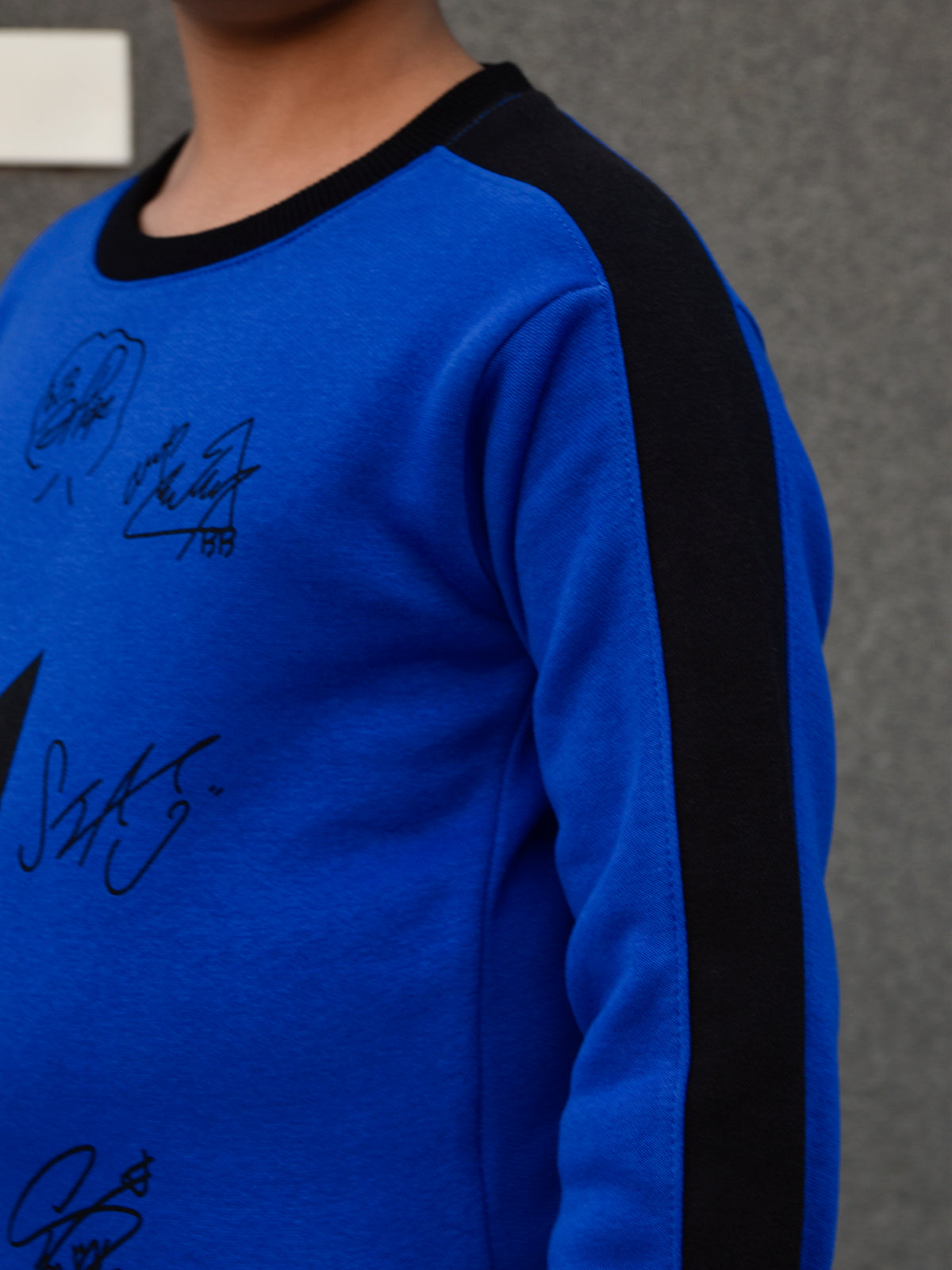 BTS Fleece Tracksuit For Kids-Dark Blue with Black-BE32/BR877