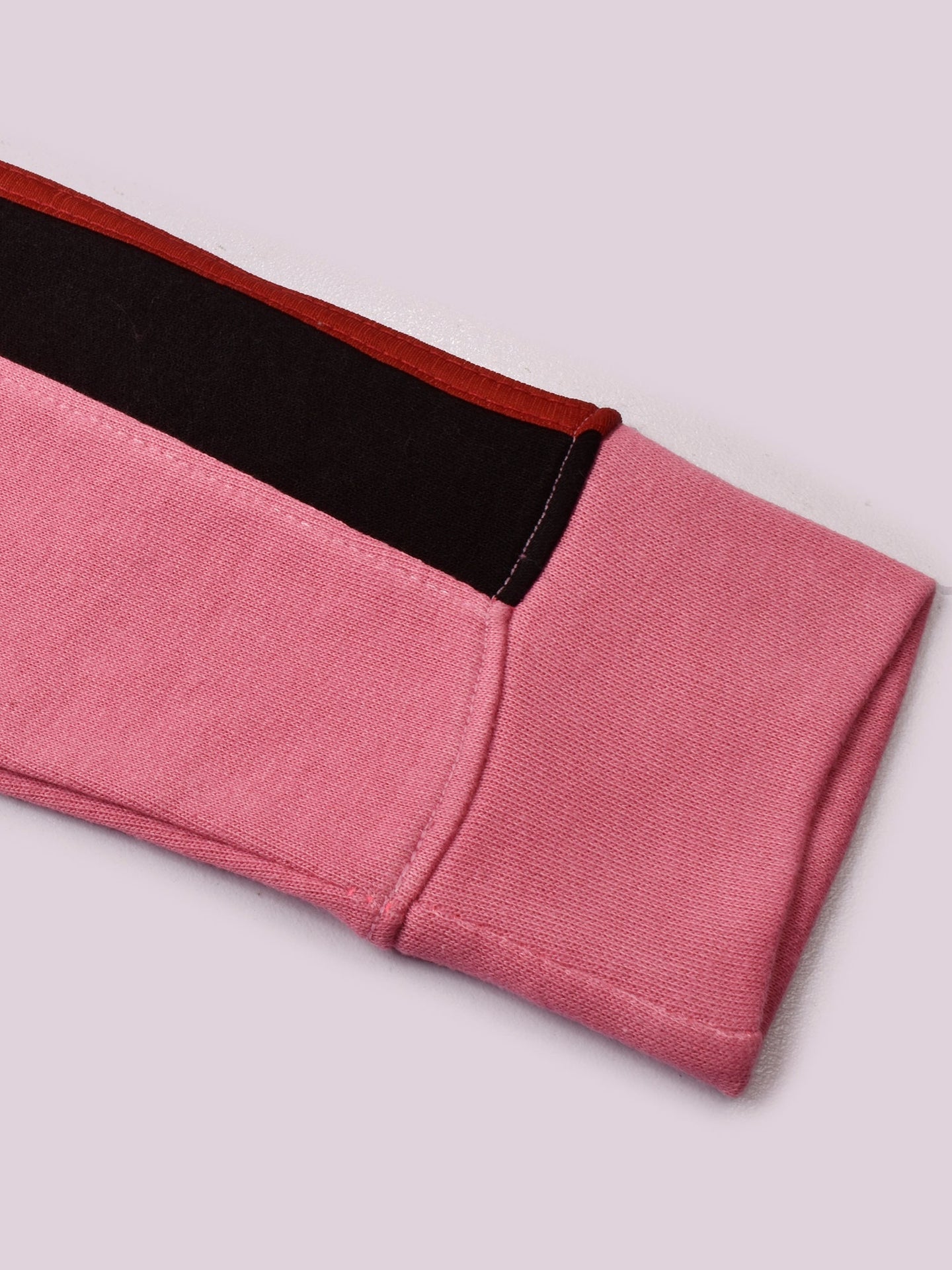 Louis Vicaci Fleece Zipper Tracksuit For Ladies-Pink with Black Stripe-BR367