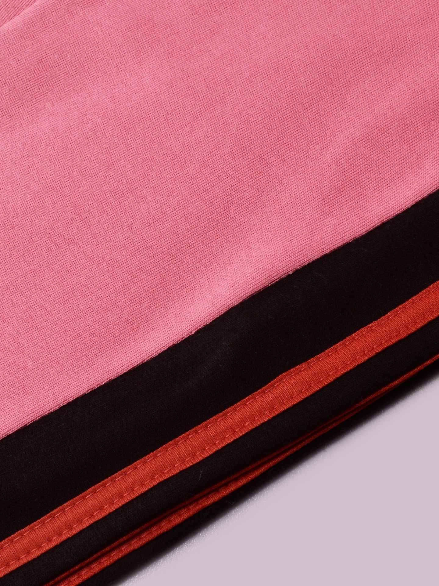 Louis Vicaci Fleece Zipper Tracksuit For Ladies-Pink with Black Stripe-BR367