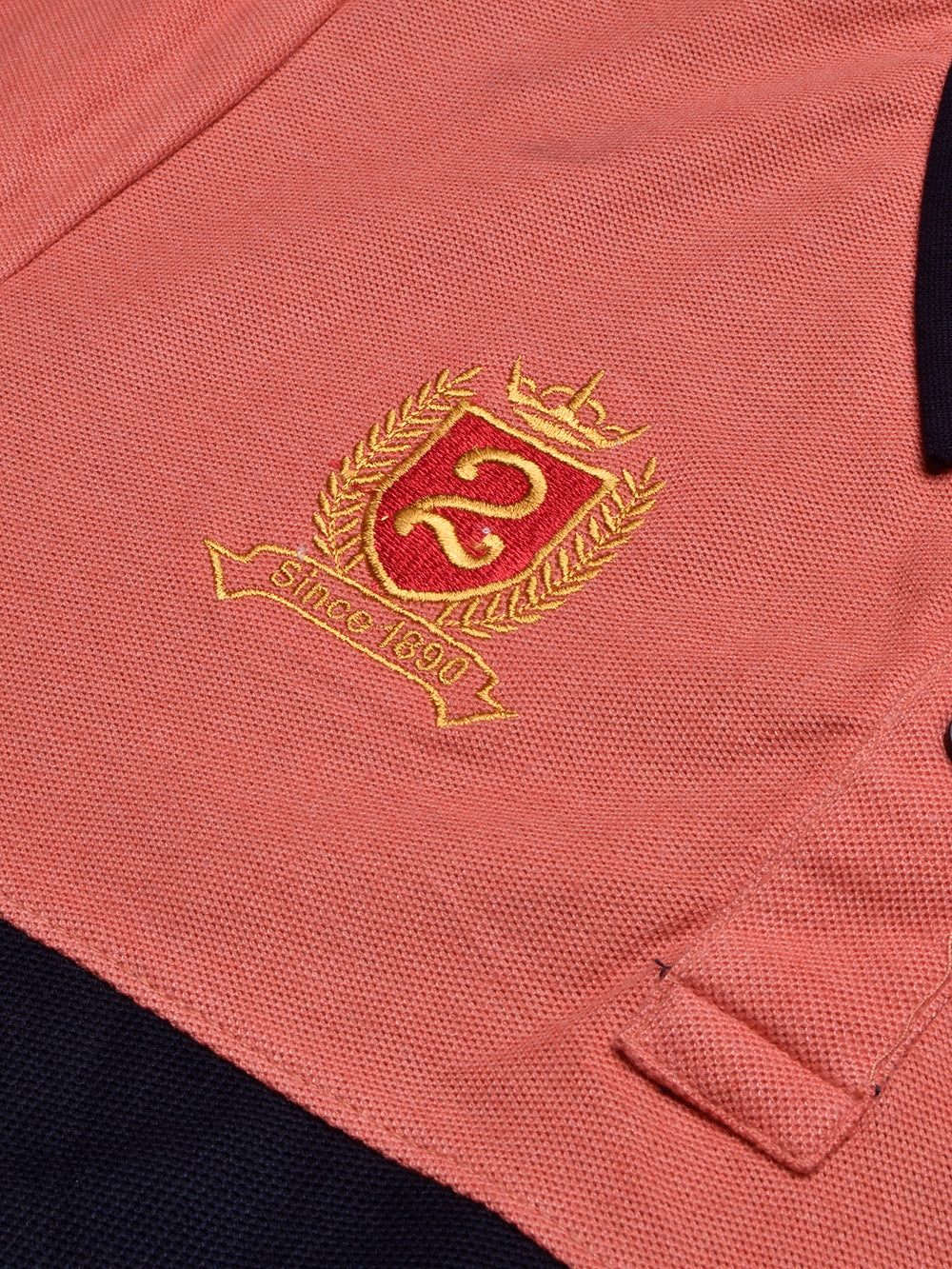 U.S Polo Assn. Summer Polo Shirt For Men-Navy with Coral Orange & White Panel-BE780/BR13027