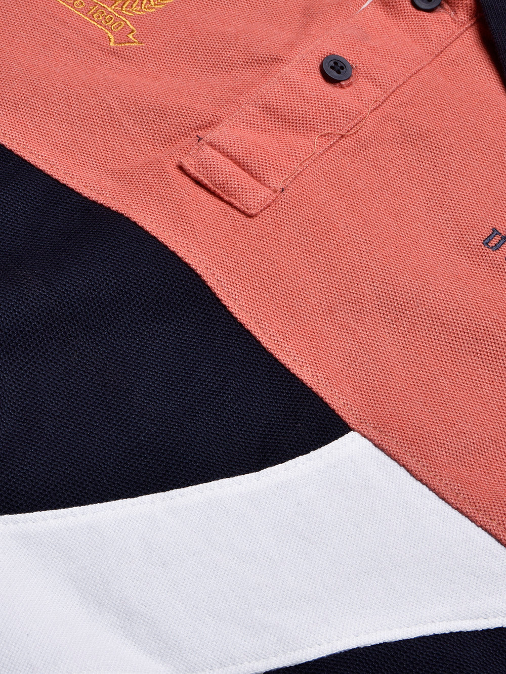 U.S Polo Assn. Summer Polo Shirt For Men-Navy with Coral Orange & White Panel-BE780/BR13027