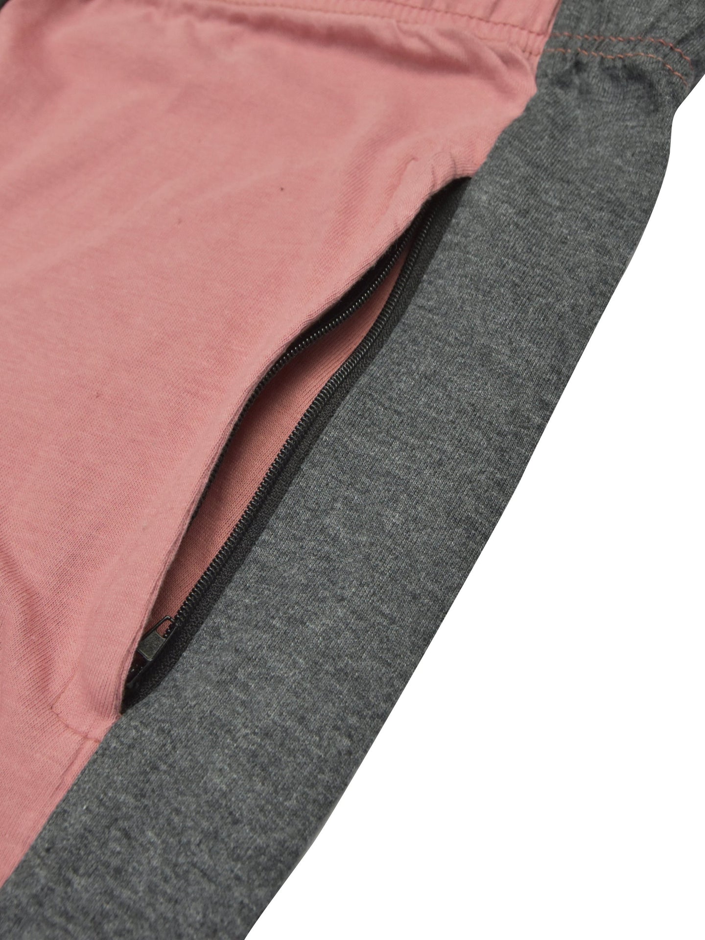 Summer Single Jersey Slim Fit Trouser For Men-Pink With Charcoal Melange Stripe-SP136/RT109