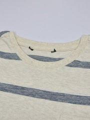 Maxx Crew Neck Long Sleeve Single Jersey Tee Shirt For Kids-Off White Melange With Stripes-SP213/RT2118