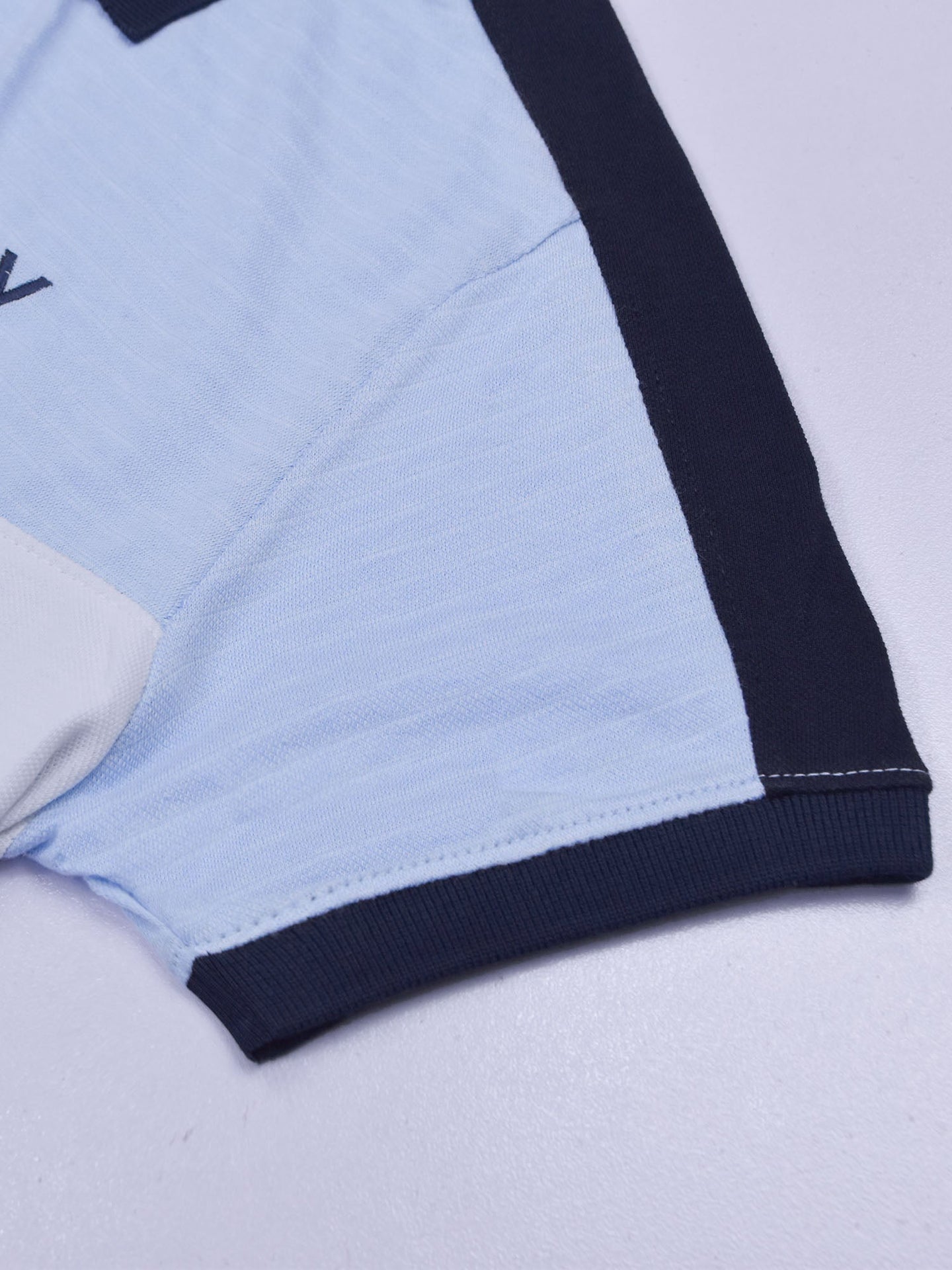 LV Summer Polo Shirt For Men-White with Sky Lining & Navy-BE809/BR13051