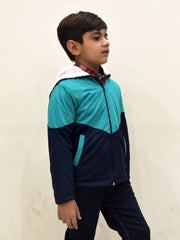 Mango Stylish Inner Fur Zipper Hoodie For Kids-Blue & Dark Navy-NA13729