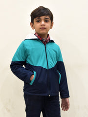 Mango Stylish Inner Fur Zipper Hoodie For Kids-Blue & Dark Navy-NA13729