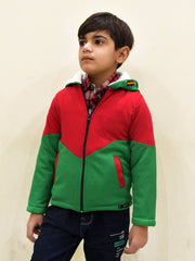 Mango Stylish Inner Fur Zipper Hoodie For Kids-Green & Red-BE136/BR945