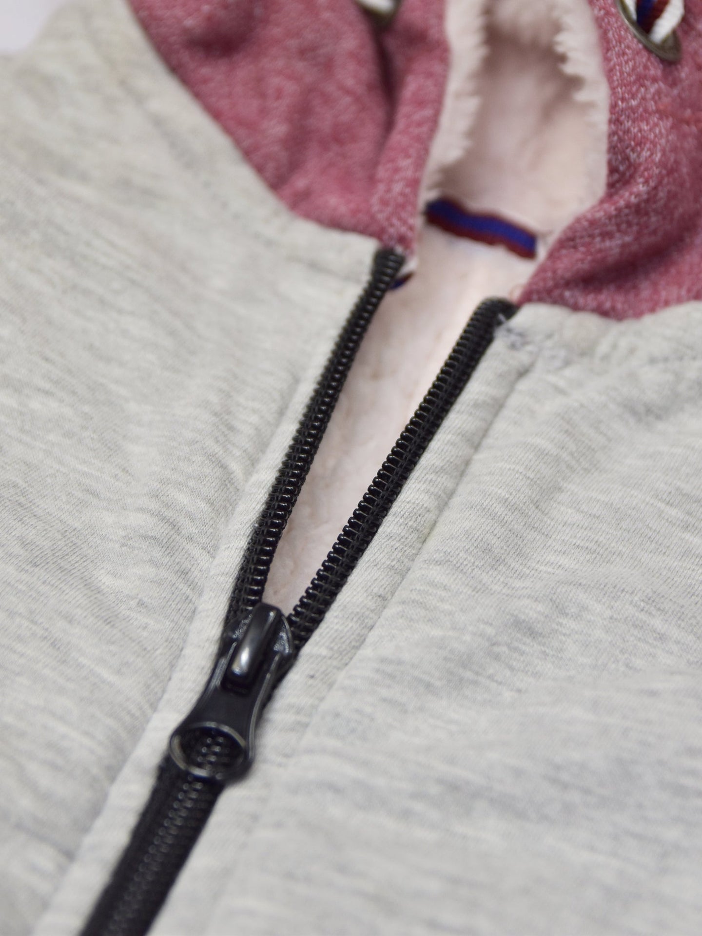 Mango Stylish Inner Fur Zipper Hoodie For Kids-Grey & Light Burgundy Melange-BE148/BR959