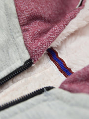 Mango Stylish Inner Fur Zipper Hoodie For Kids-Grey & Light Burgundy Melange-BE148/BR959