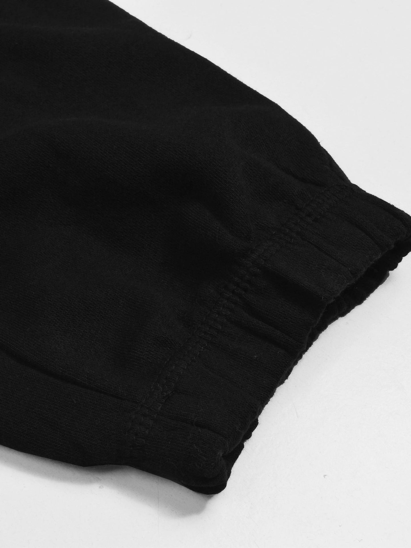 NYC Polo Fleece Gathering Bottom Capri For Ladies-Black-SP1999