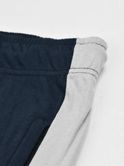 Summer Single Jersey Slim Fit Trouser For Men-Navy With Smoke White Pannel-SP121