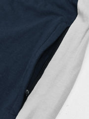 Summer Single Jersey Slim Fit Trouser For Men-Navy With Smoke White Pannel-SP121